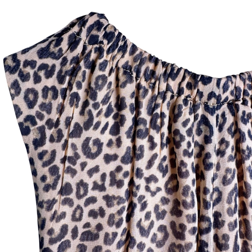 J. CREW NWT Gathered Sheath Maxi Dress in Leopard Chiffon Size 4 - Picture 12 of 15